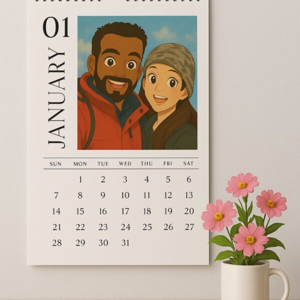 Custom Photo Wall Calendars 2025 & 2026 – 12 month calendar, you can choose your starting month
